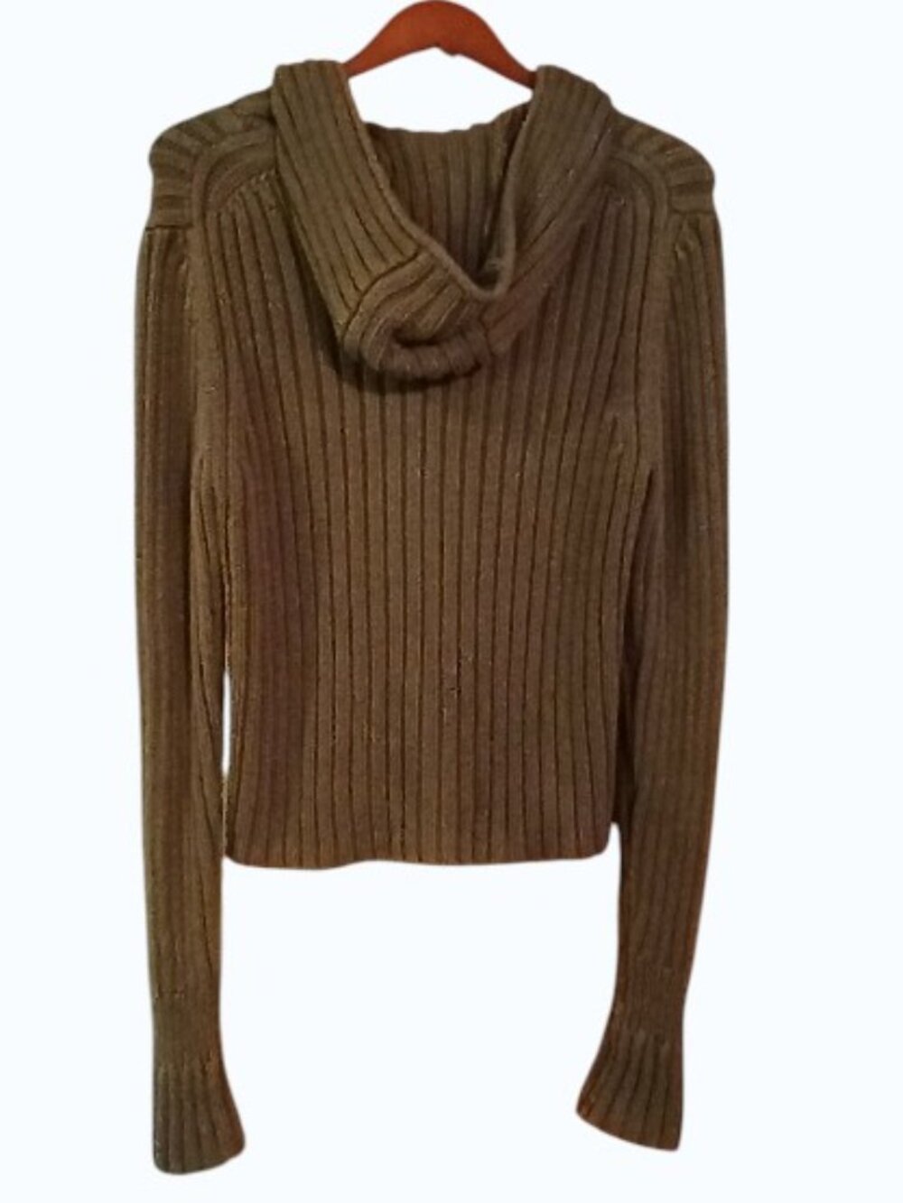 J. CREW Forest Green Ribbed Double Full Zip Hooded Cardigan - Picture 6 of 14